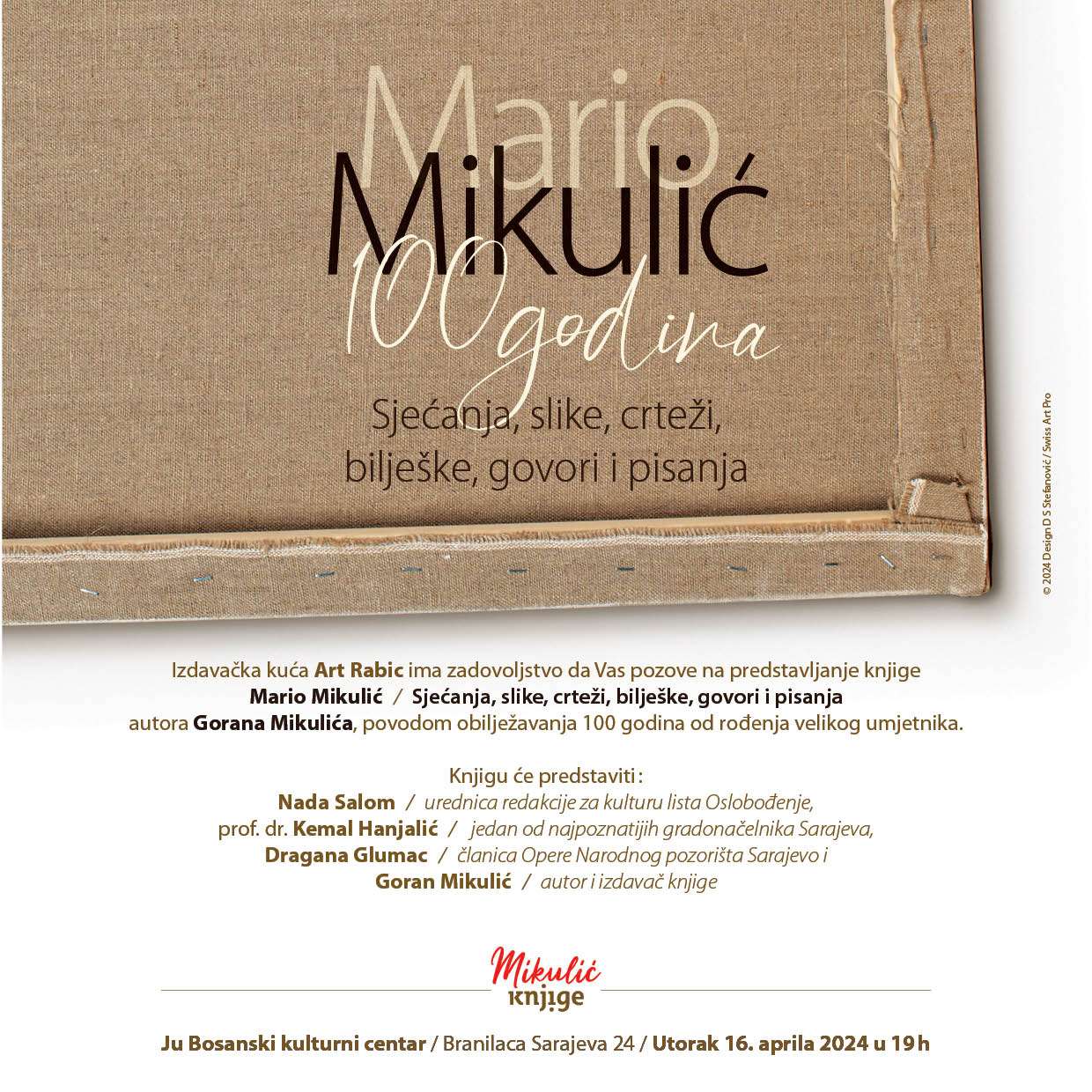 Knjiga “Mario Mikulić – Sjećanja, slike crteži, govori i pisanja”, autora Gorana Mikulića 16. 04. BKC