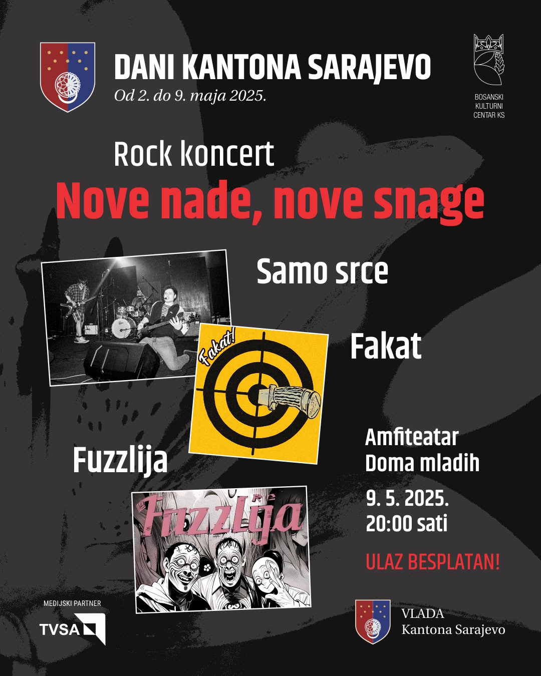 U AMFITEATRU DOMA MALADIH 9. MAJA NASTUPAJU “SAMO SRCE”, “FAKAT” I “FUZZLIJA”