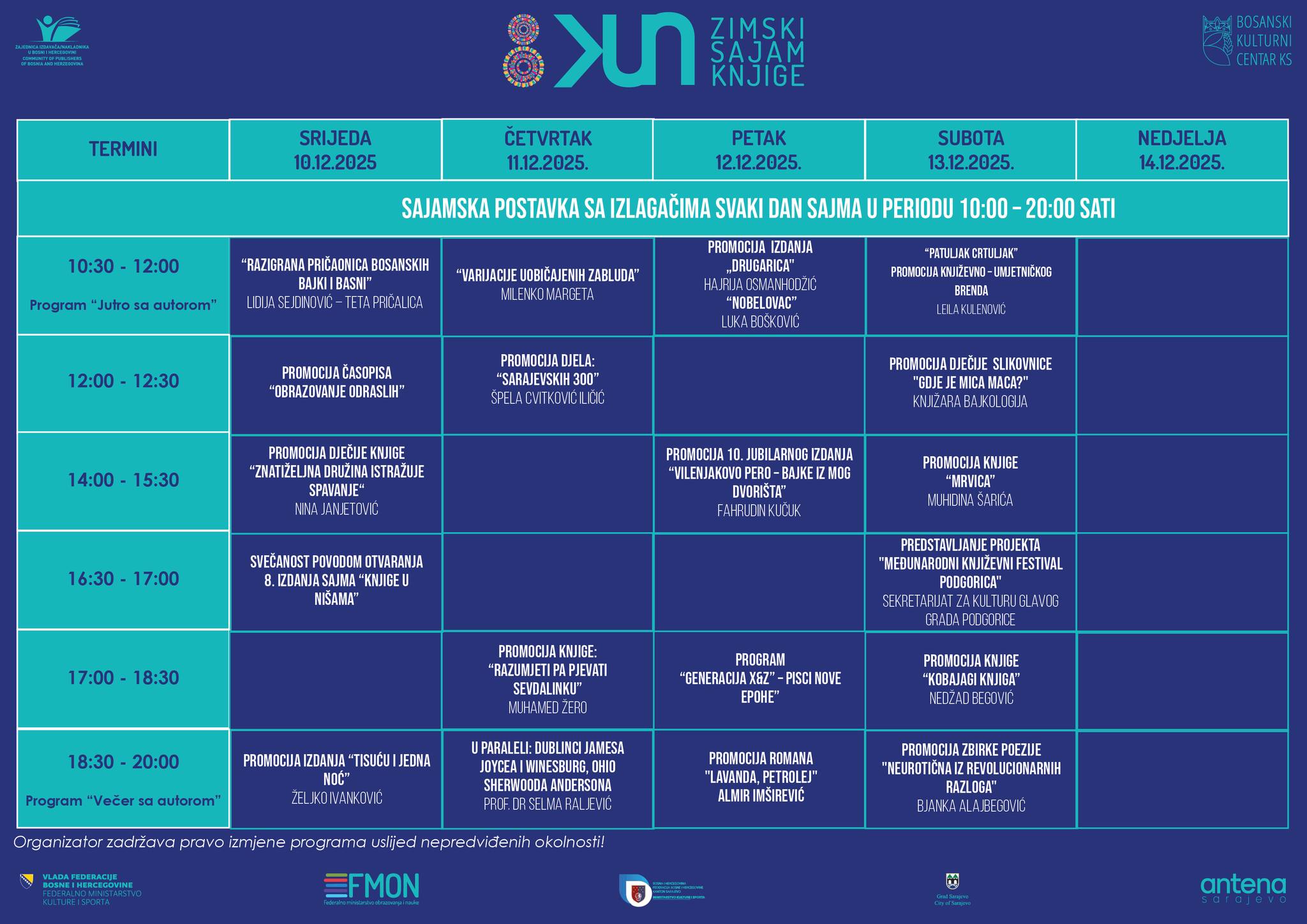 8. IZDANJE SAJMA „KNJIGE U  NIŠAMA“ 10. – 14. 12.