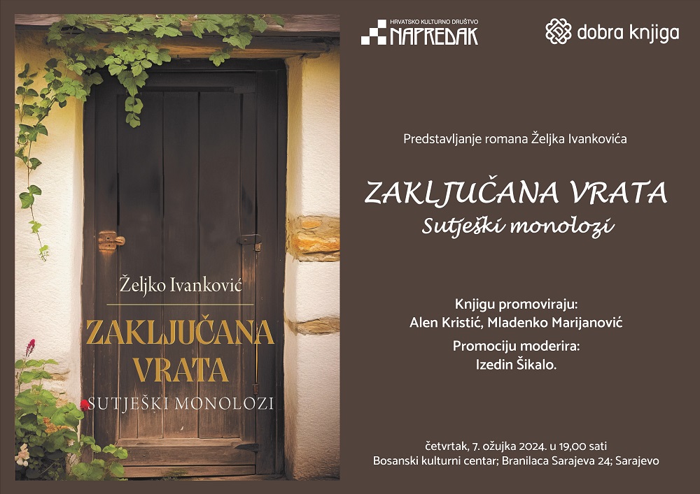 Predstavljanje romana “Zaključana vrata: Sutješki monolozi” autora Željka Ivankovića